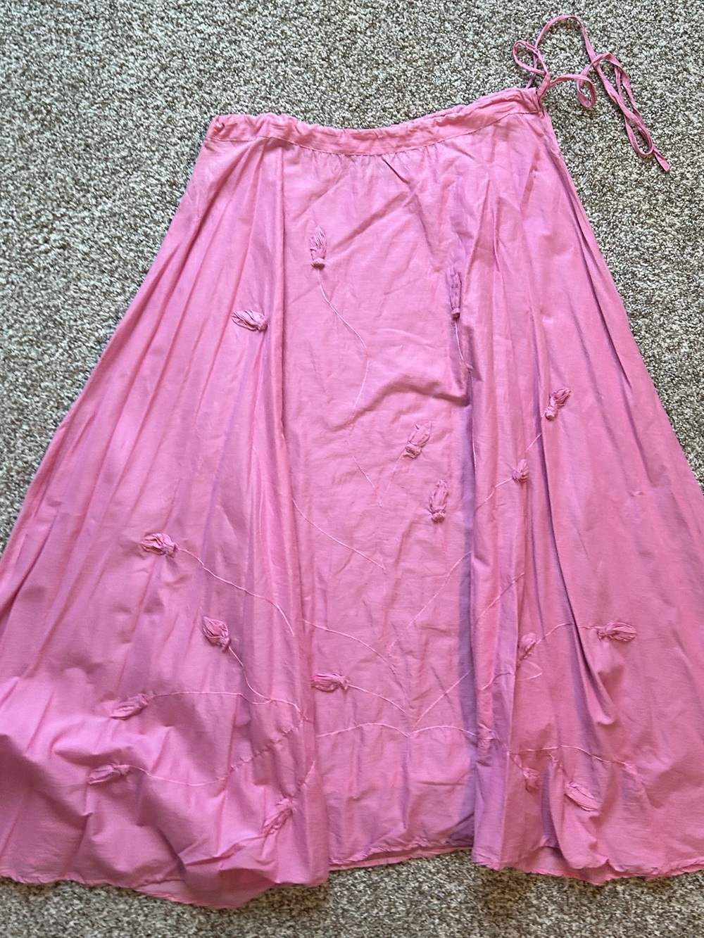 Cotton pink maxi skirt